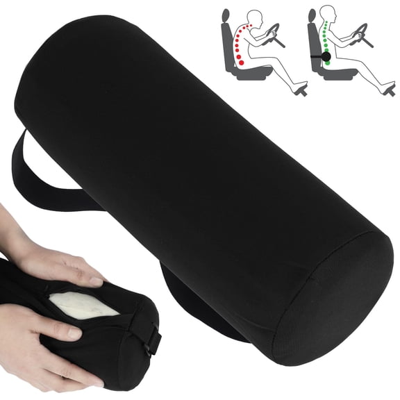 Lumbar Roll Pillow for Lower Back Memory Foam Roll Pillow with Removable Washable Cover Elastic Strap Ergonomic Backrest Sofa Cushion 11 Inch Length Back Lumbar Support Roll for Chair Car Couch