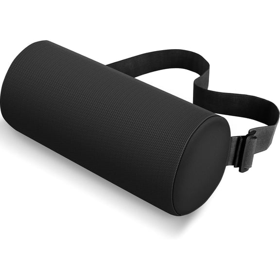 Lumbar Roll Support Pillow for Office Chair, Car, Gaming Memory Foam Back Cushion with Washable Cover Relieving Pain & Improving Posture,Black