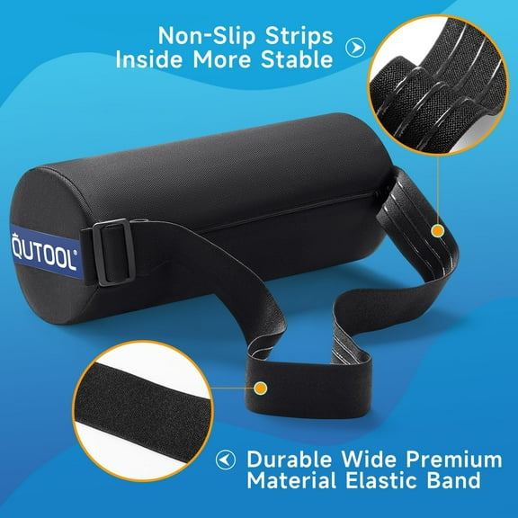 Lumbar Roll for Office Chair with Upgraded Strap, Back Pain Relief & Posture Support, Washable Cover - Black