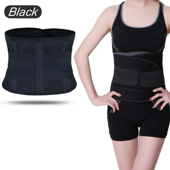 Lumbar Support Belt Lower Back Brace Abdominal Binder Men Women Waist Trainer Corset Sweat Slim Belt for Sports Gym Pain Relief (black,XXL)