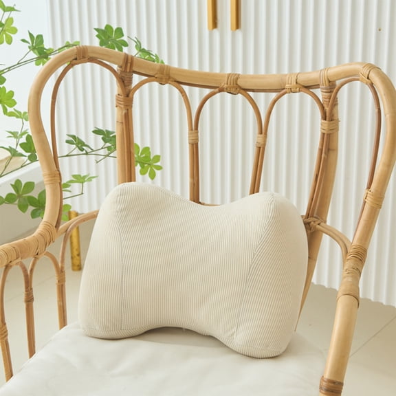 Lumbar Support Cushion Back Pillow for Office Chair, Posture Corrector and Lower Back Pain Relief with High Resilience Polyester Fabric, Beige Seat Cushion, Topliu