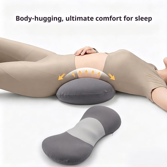 Lumbar Support Cushion,Foldable Slow Rebound Foam Waist Pad Detachable Washable Outer Cover Ergonomic Spine Alignment,Back Relief Pillow for Bed Office Seat Train Travel Rest(Gray,19.68x9.44in)