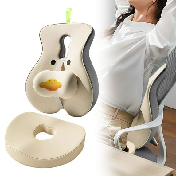 Lumbar Support Cushion for Office & Gaming Chairs - Adjustable Back Rest Pillow with Sliders for Tailbone & Lower Back Pain Relief