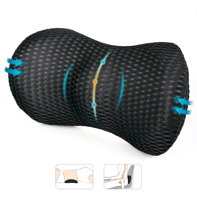 HEYPORK Lumbar Support Pillow - Memory Foam Back Cushion For Office Chair & Car Seat