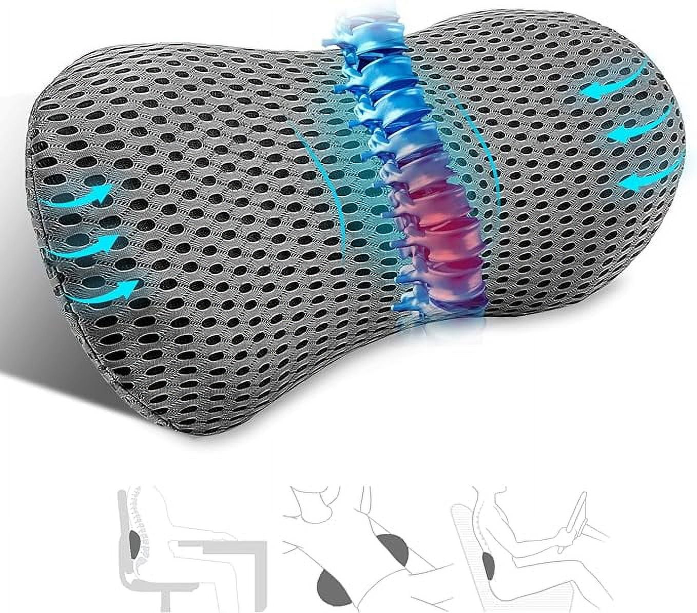 Lumbar Support Pillow, Back Pillow for Office Chair and Car Seat, Memory Foam Back Support