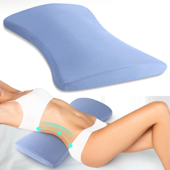 Lumbar Support Pillow for Bed, Memory Foam Lower Back Pain Relief Pillow for Sleeping,Ergonomic Wedge Bolster for Side Back Stomach Sleepers, Multi-Functional Support for Back Legs Knees, Sofa, Blue