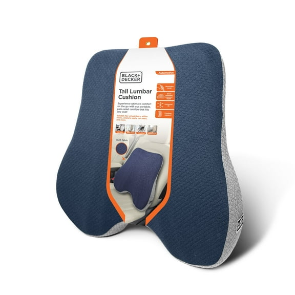 BLACK+DECKER Slow Rebound Memory Foam Back Cushion Lumbar Support Pillow, Blue