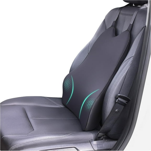 Lumbar Support Pillow for Car - Back Support for Medium to Large Vehicles - Soft Memory Foam Car Seat Cushion for Back Pain Relief - Dual Adjustable Straps Securely Fixed Car Lumbar Support