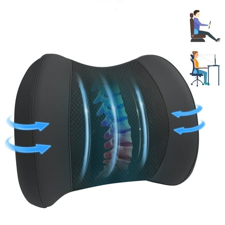 Lumbar Support Pillow for Car, Back Cushion for Driving, Chair Support for Car, Office Chair, Wheelchair - Black