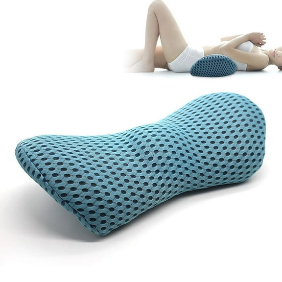 Lumbar Support Pillow Ergonomic Memory Foam Lumbar Pillow, Relieve Back Pain, CMFY Breathable & Detachable & Washable, Perfect Back Pillow for Office Chairs, Car Seats, Beds (Blue)