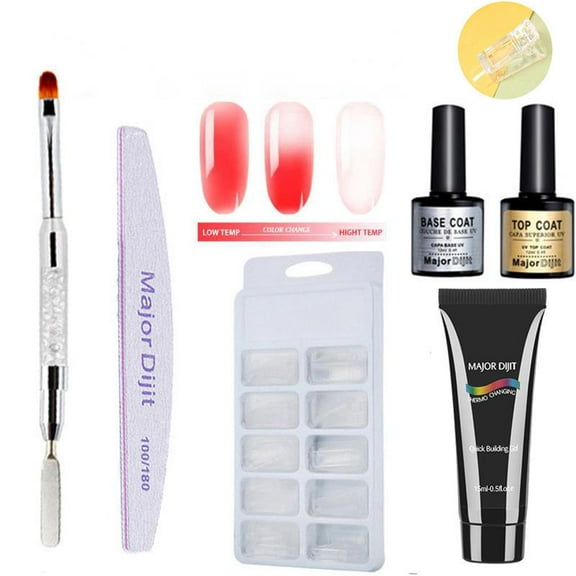 Poly Nail Gel Kit Temperature Color Changing Extension Builder Gel Nail Enhancement Nail Thickening Solution for Beginner Starter Specialist Professional Nail Art Manicure DIY Salon
