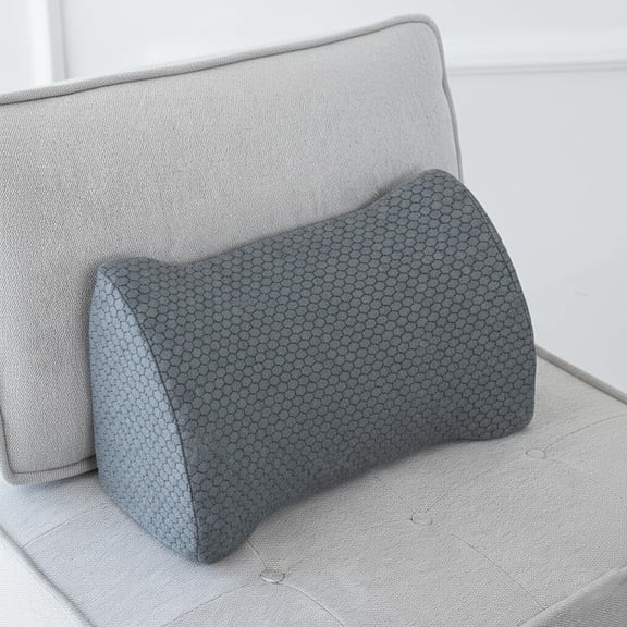 Lumbar Support Pillow Memory Foam Breathable for Office Chair, Car Seat, Sofa, Bed - Relieves Back, Spine, Neck Pain Ergonomic Comfort Gray 18 * 11 7.5in