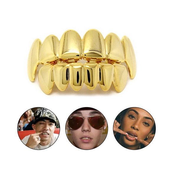 Hip Hop Braces Top & Bottom Teeth Grill Bling Teeth Silicone Set Christmas Jewelry Halloween Cosplay Party Gift