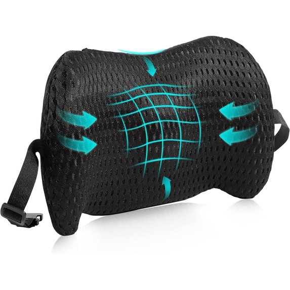Lumbar Support Pillow for Office Chair, Car Lumbar Pillow Lower Back Pain Relief, Memory Foam Back Cushion with 4D Mesh Cover and Adjustable Straps, Ergonomic Chair Back Pillow for Car,Bed, Gaming