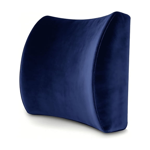 Lumbar Support Pillow for Office Chair & Car - Memory Foam Back Cushion with Strap, Ergonomic Lower Back Support for Desk, Gaming Chair, Travel - Navy Blue