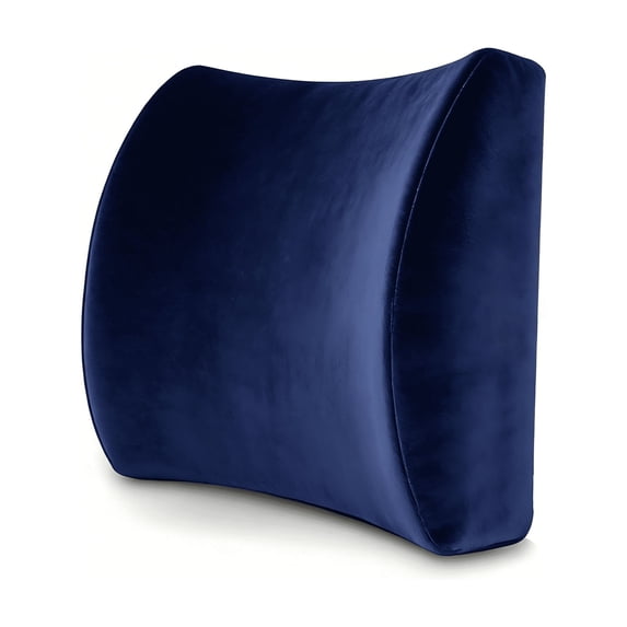 Lumbar Support Pillow for Office Chair & Car - Memory Foam Back Cushion with Strap, Ergonomic Lower Back Support for Desk, Gaming Chair, Travel - Navy Blue