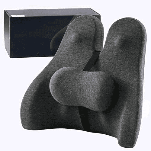 Lumbar Support Pillow for Office Chair - Lower Back Pain Relief Cushion with Adjustable SpineAlign Bolster, Memory Foam Pillow for Car, Couch, Gaming Seats - Dual Straps, Dark Grey$$Office