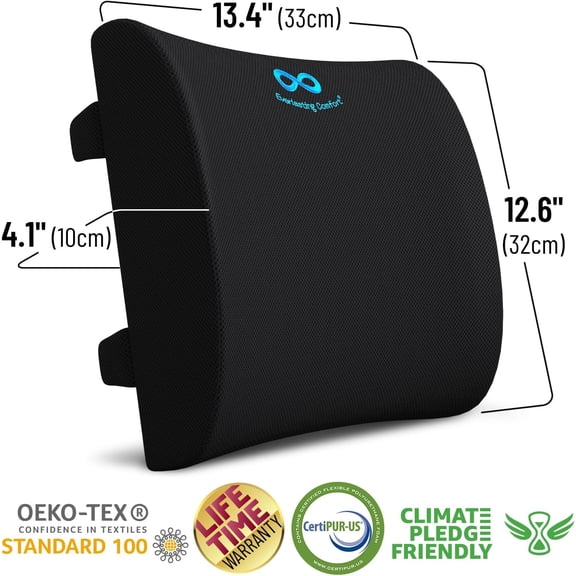 Lumbar Support Pillow for Office Chair - Memory Foam Back Cushion for Car Seat - Promotes Better Posture, Back Pain Relief - Ideal Gaming and Desk Chairs Work and Home Essentials