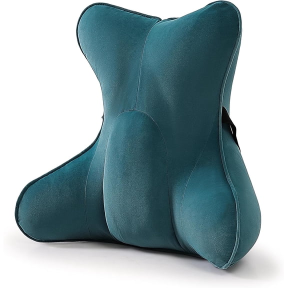 Lumbar Support Pillow (Pat. Pend) for Car Seat, Office Chair, Couch & Recliner, Ergonomic Back Support for Chair, Lower Back Pain Relief, with Adjustable Strap to Stay in Place, Slate Blue