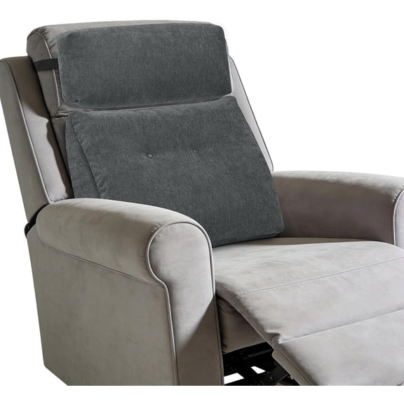 Lumbar Support Pillow for Recliner Chair with Headrest, Dual-Layer Large Back Pillow for Deep Couch & Sofa, Memory Foam Lower Back Support Cushion Set for Sciatica Relief Dark Grey