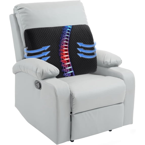 Lumbar Support Pillow for Recliner Chair, Memory Foam Back Support Cushion for Elderly,Extra Large Lumbar Support Pillow,Thick Backrest for Home Reading (Black, 20“x13.5"x5")