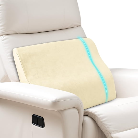 Lumbar Support Pillow for Recliner,Large Memory Foam Back Support Cushion for Sofa & Gaming Chair, Ergonomic Backrest Pillow for Elderly, Comfortable Couch Cushion with Machine Washable Cover,Beige