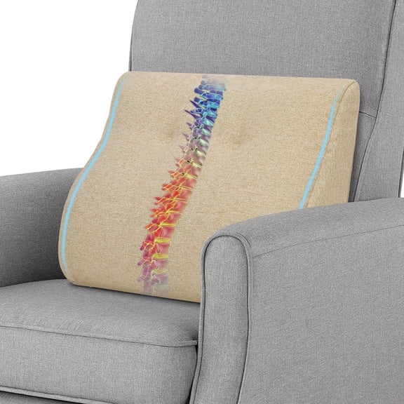 Lumbar Support Pillow for Recliner, Large Memory Foam Dual-Layer Patent Design Back Cushion Sofa & Gaming Chair, Ergonomic with Machine Washable Cover, Beige