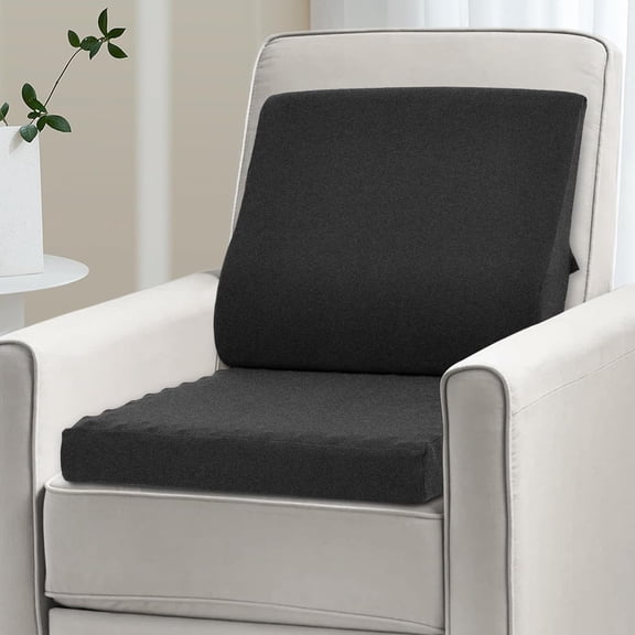 Lumbar Support Pillow for Recliner, Ultra-Soft Foam Back Support Pillow and Egg Crate Foam Seat Cushion 2-in-1 for Couch, Office Chair, for Back Pain Relie