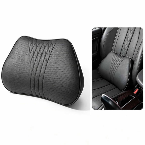 Lumbar Support Pillow for Car,Breathable Nappa Leather,Relieve Back Pain,Slow Rebound Ergonomic Fit for Most Cars SUVs,Trucks,