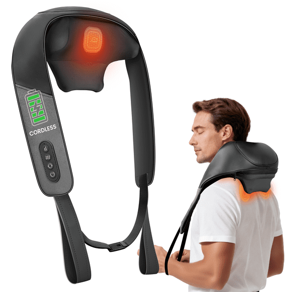 Snailax Cordless Neck Massager with Heat, Upgraded 4D Shiatsu