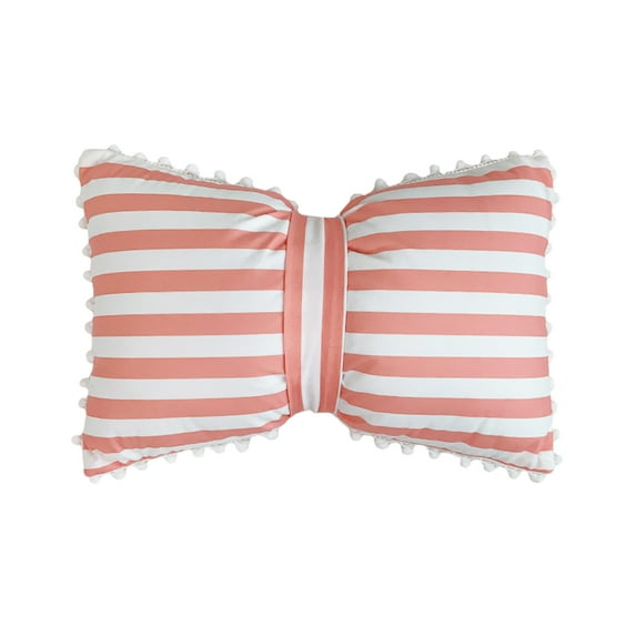 Lumbar Support Pillow with Velvet Fabric and Detachable Bow for Living Room Bedroom Office 19.6x13 Inch Removable Cover