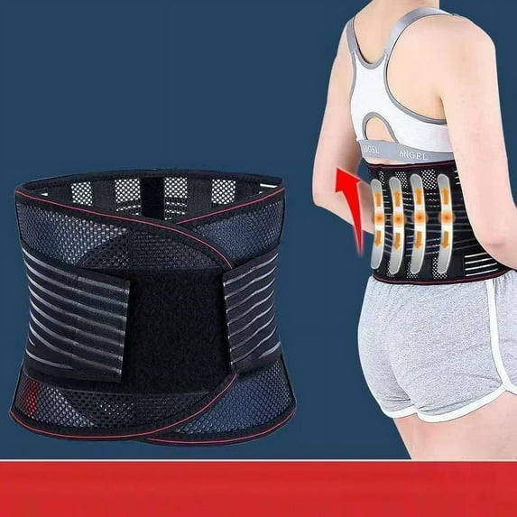 Lumbar Support Waist Belt Health Therapy Breathable Back Spine Support Corset for Disc Herniation Pain Relief Men Women (Black,XL)