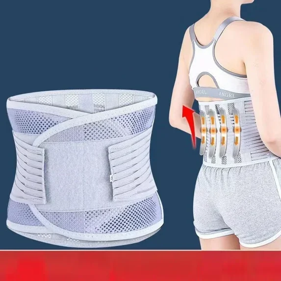 Lumbar Support Waist Belt Health Therapy Breathable Back Spine Support Corset for Disc Herniation Pain Relief Men Women (Grey,M)