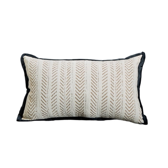 Lumbar Throw Pillow, Boho Farmhouse Cushion Cover, Soft Accent Pillowcase for Couch Sofa Bed Living Room Home Decor Beige