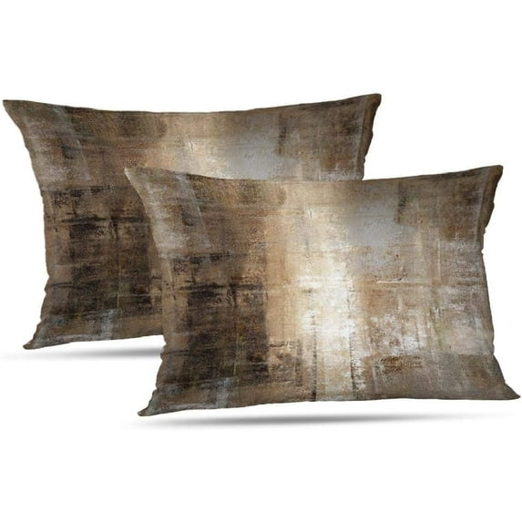 Lumbar Throw Pillow Covers,Pack of 2 Soft Velvet Decorative Cushion Cover for Sofa Bedroom Car (12X20 inch, Taupe)