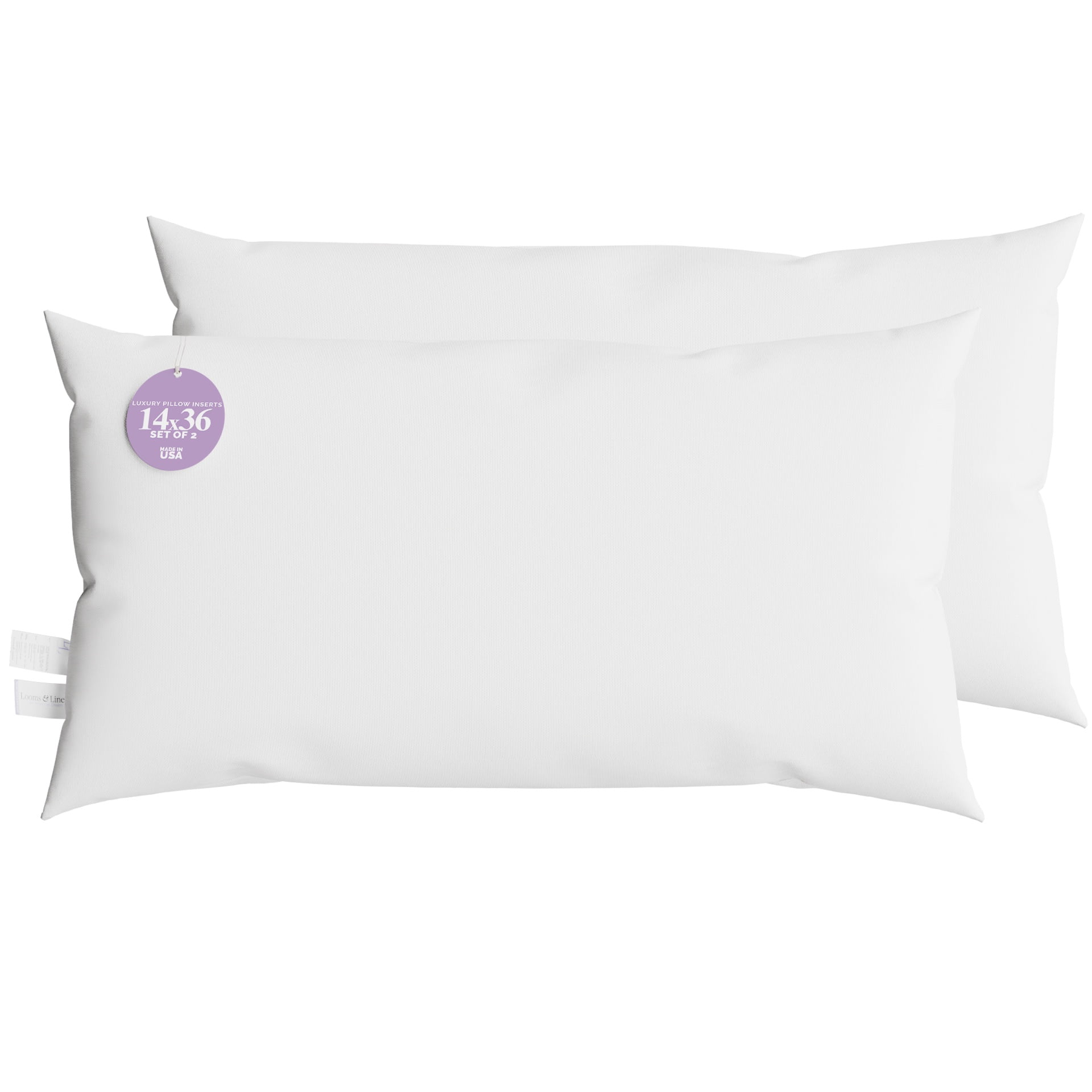 White Cotton Rectangular Plush Bed Pillow Set of 2