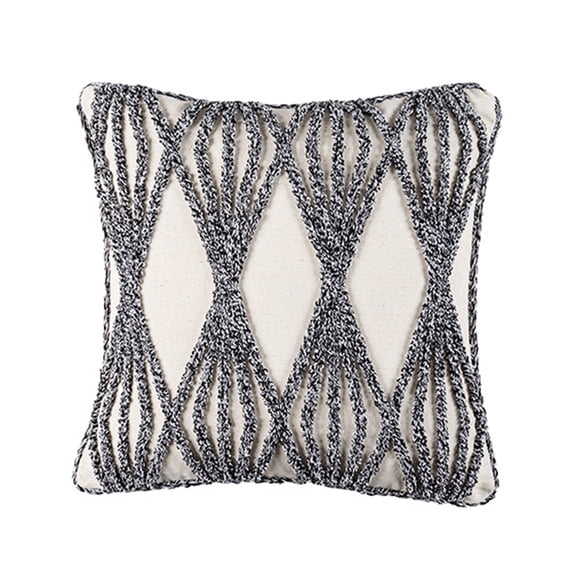 Lumbar Throw Pillow for Case Moroccan Woven Tufted Gray Cream Striped Cushion Co
