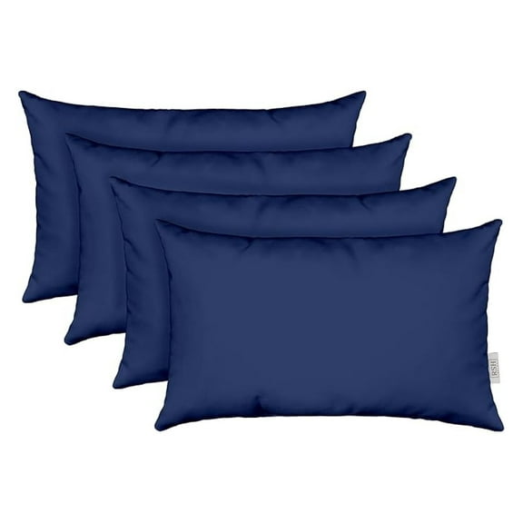 Lumbar Throw Pillows Set of 4 | 20"x 12" | All-Weather Spun Fabric | Water and Fade-Resistant | Outdoor Support Pillows for Patio Furniture | Navy Blue