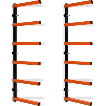Lumber Rack Wall Mount Wood Organizer Lumber Organizer - Heavy Duty Metal 6 Levels Shelf Lumber Storage Rack Max 600 Lbs (1 Pack), Indoor & Outdoor Use - Orange