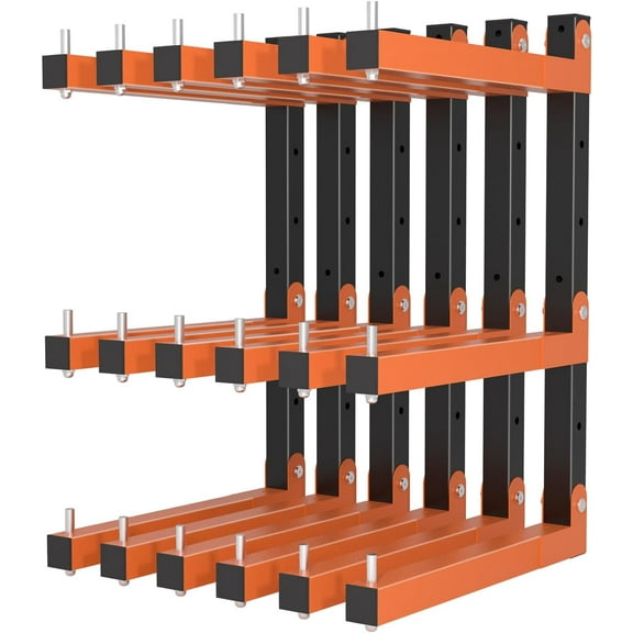 Lumber Storage Rack, Lumber Rack Wall Mount, Heavy Duty Wood Storage Racks with 9-Level System, 1080 LB Sturdy Garage Wood Organizer, Orange Lumber Metal Racks for Indoor and Outdoor(6 Pack)
