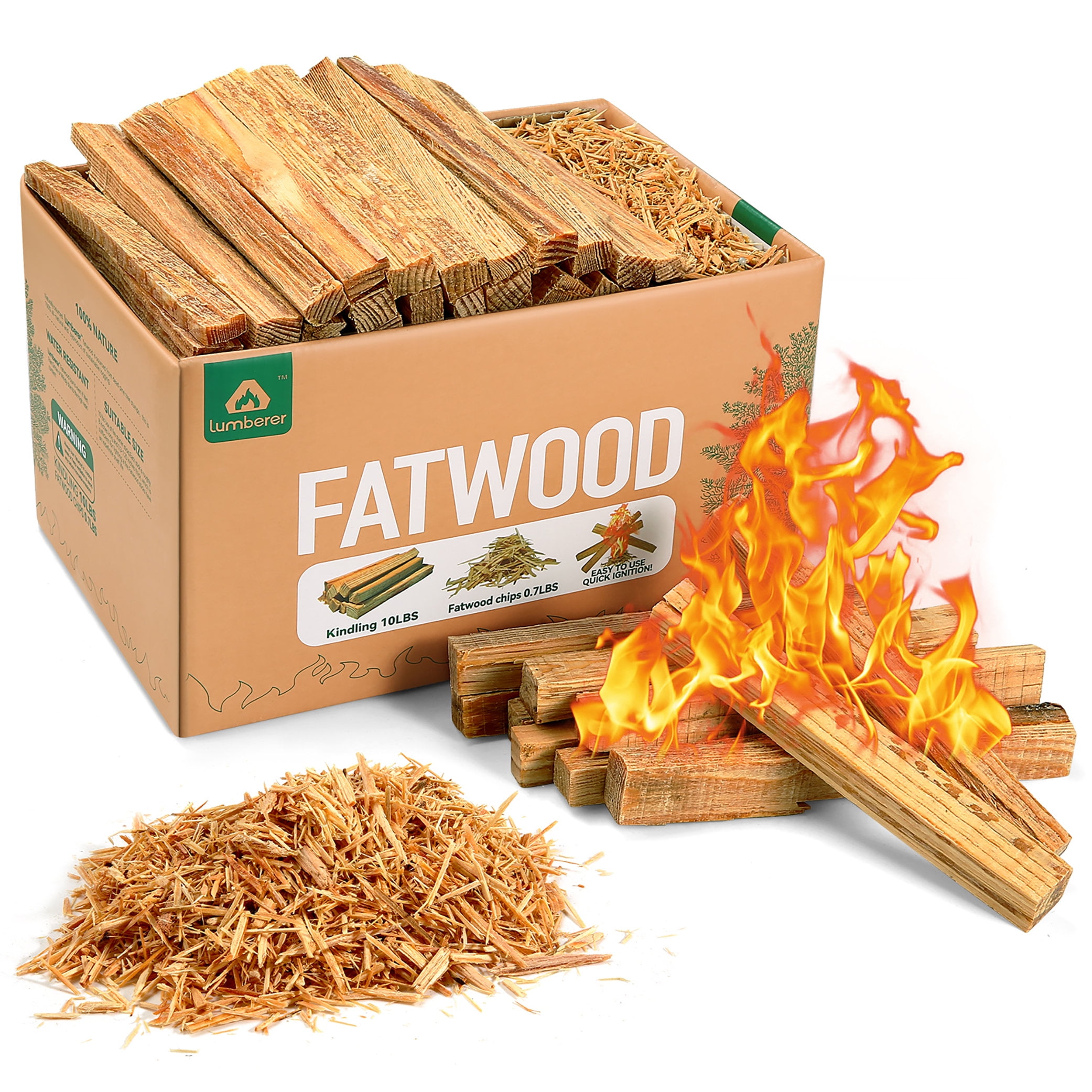 Lumberer Fatwood Fire Starter Sticks - 100% Natural Resin Kindling and Quick Ignition