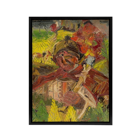 Lumberjack Abstract Portrait Kubincan Black Framed Canvas Wall Art Print 24x32"