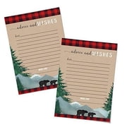 Lumberjack Advice and Wishes Baby Shower Game Pack of 25 Activity Cards for Wishing Well Kids Birthday Time Capsule Rustic Bear Red and Black Theme Design 4x6 Size Paper Clever Party