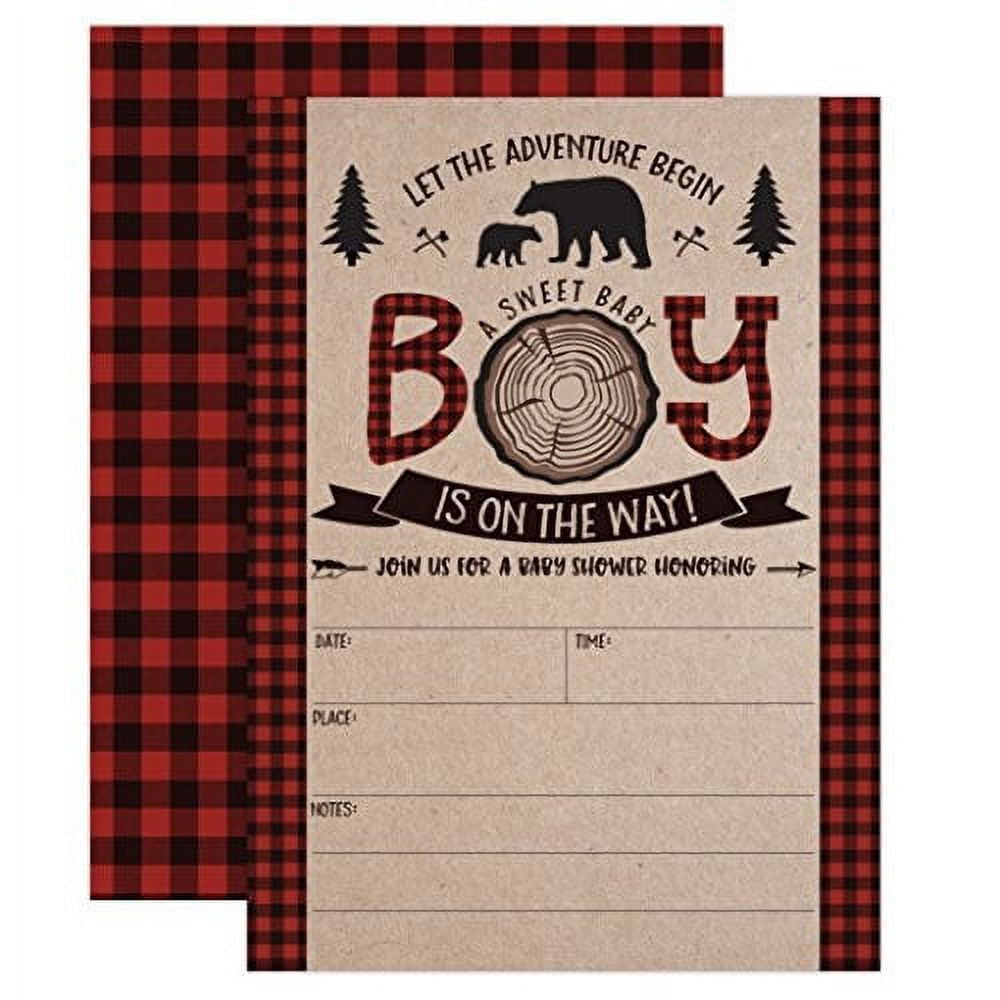 YOUR MAIN EVENT PRINTS Lumberjack Baby Shower Invitations, Boy Baby Shower Invitations, Mama Bear Baby Shower Invites, Woodland Baby Shower Invitations