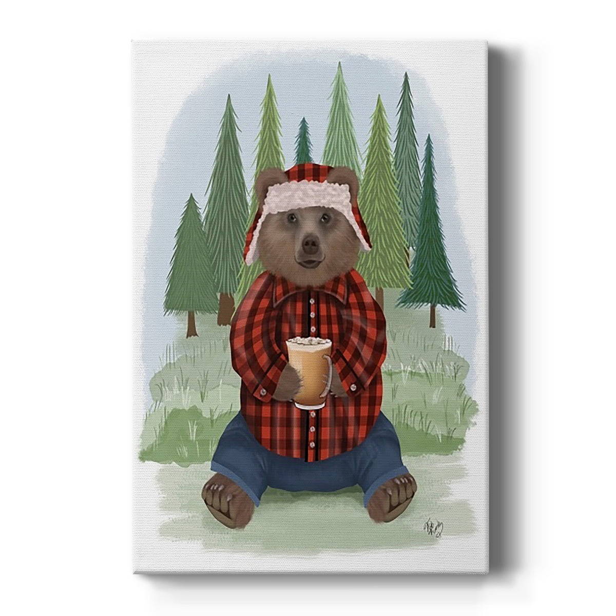 Lumberjack Bear Latte Premium Gallery Wrapped Canvas - Ready to Hang