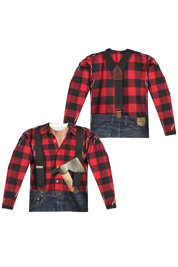 Lumberjack Costume (Front - Back Print) - Regular Fit Long Sleeve Shirt - XXX-Large