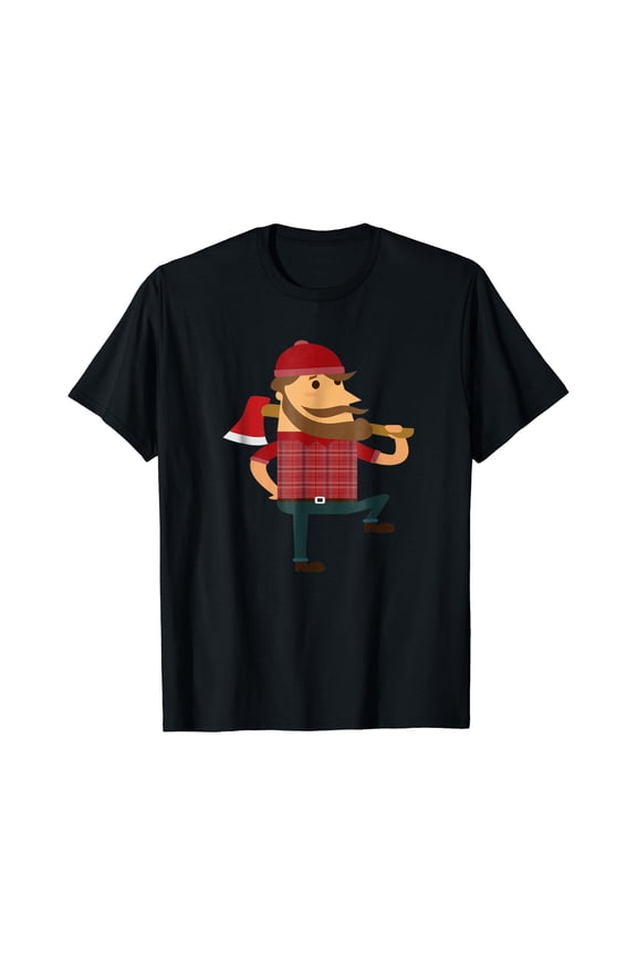 Lumberjack T-Shirt Hipster Mountain Man Flannel Axe Tee