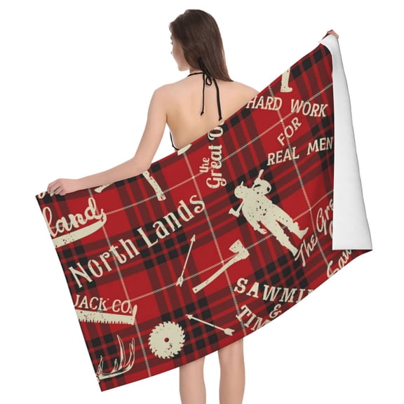 Lumberjack Woodsman North Beach Bath Towel Gym Spa Shower Towels Pool Soft 32" X 52" for Men Women