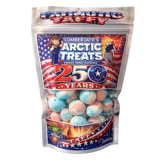 Lumberjack's Arctic Treats Freeze Dried Taffy Candy Bomb Pop Flavored Cherry Blue Raspberry Lime 2 oz