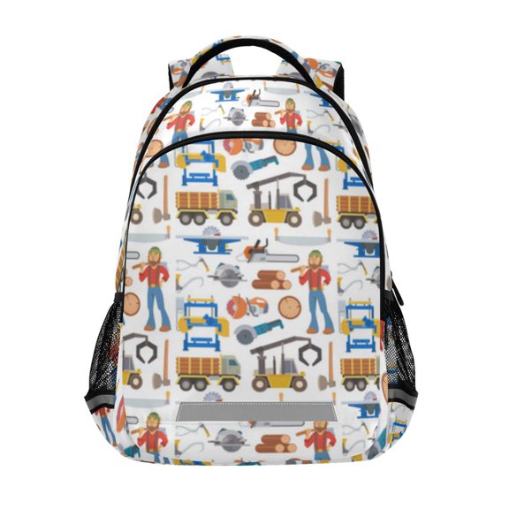 Lumberjack seamless pattern design Backpack with Chest Strap, Laptop Backpack, Travel Hiking Rucksack, Knapsack
